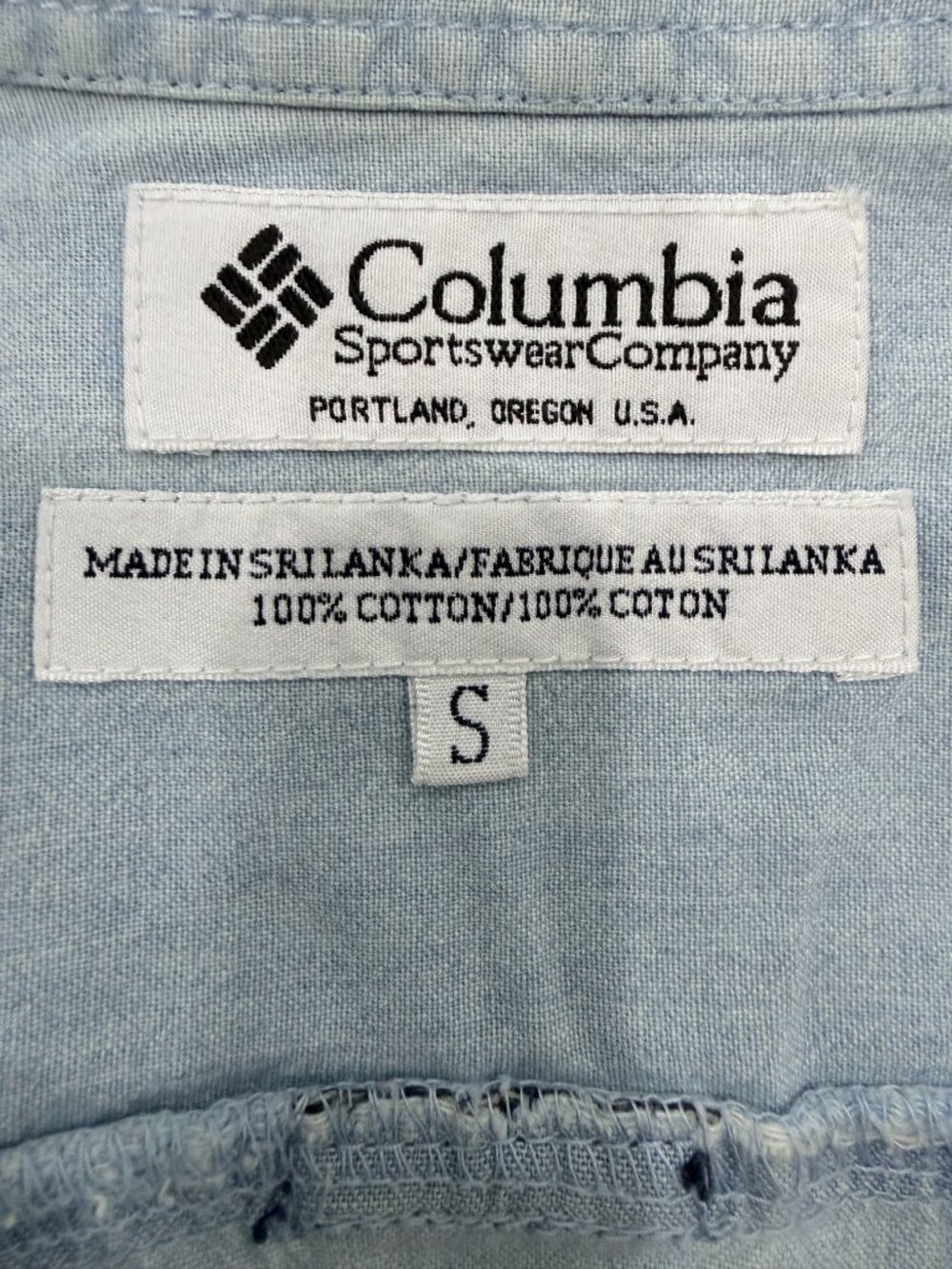 Columbia Sportswear S Light Blue Chambray Sleeveless Button Down Shirt - Picture 5 of 13
